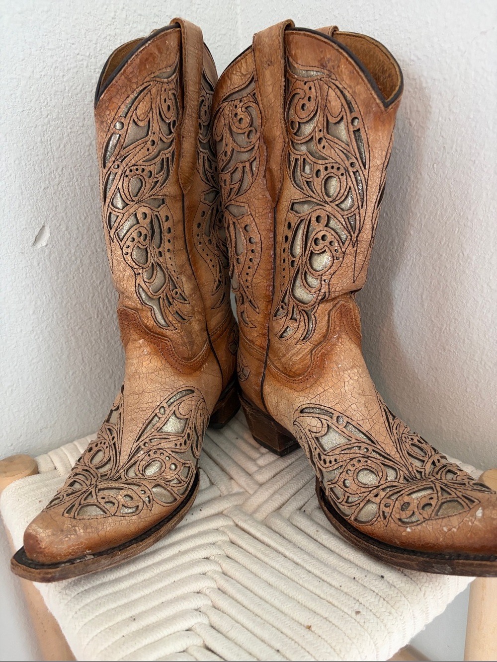Corral Teens Tan Embroidered Western Boots